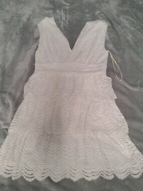 Lilly Pulitzer White Lace Dress NWT Women’s Large Scalloped Shell Lace Resort